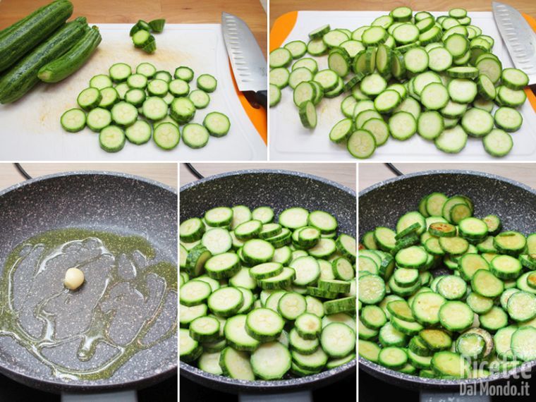 Tagliare e rosolare le zucchine