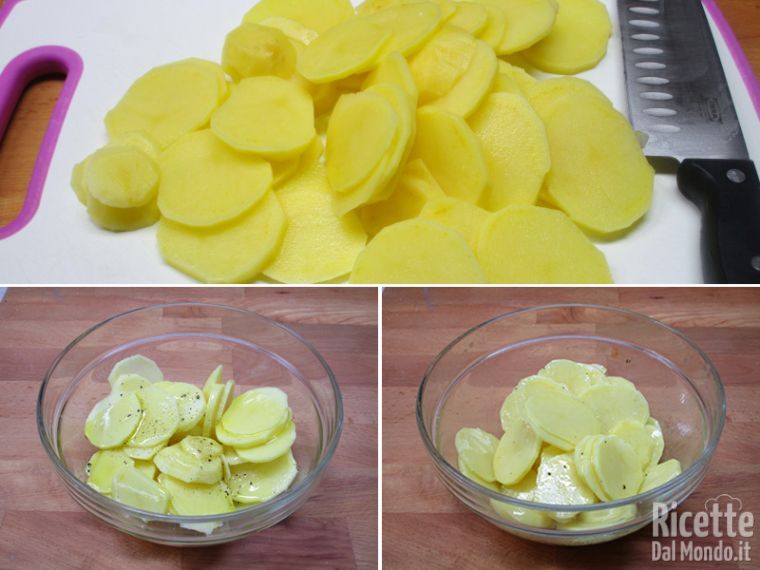 Affettare e condire le patate