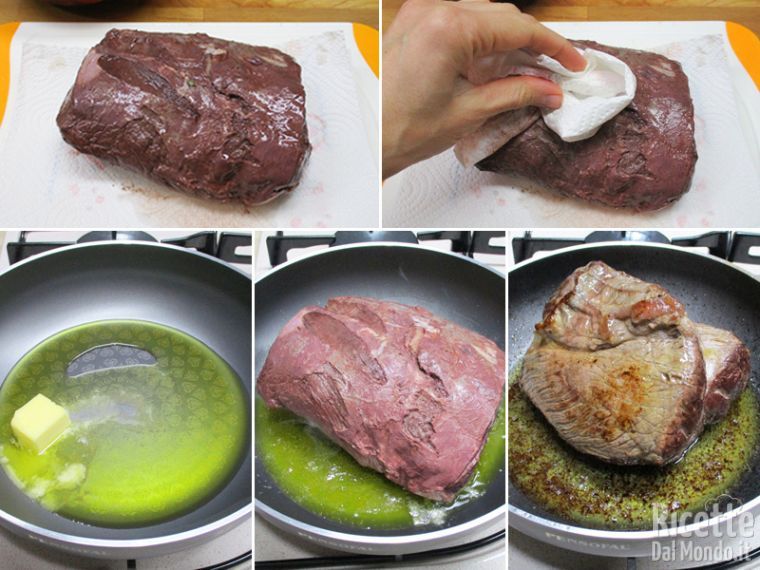 Sigillare la carne rosolandola in padella