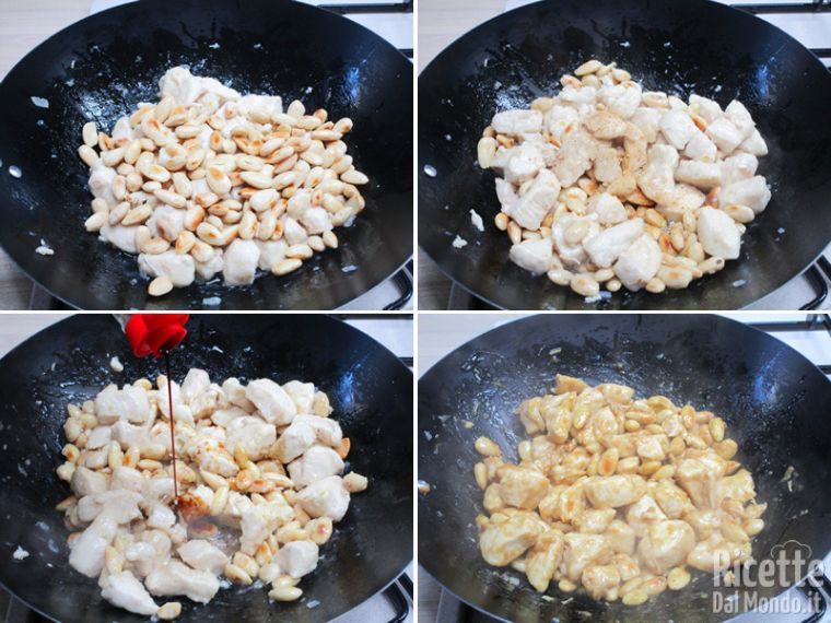 Completare con le mandorle, lo zenzero e la salsa di soia