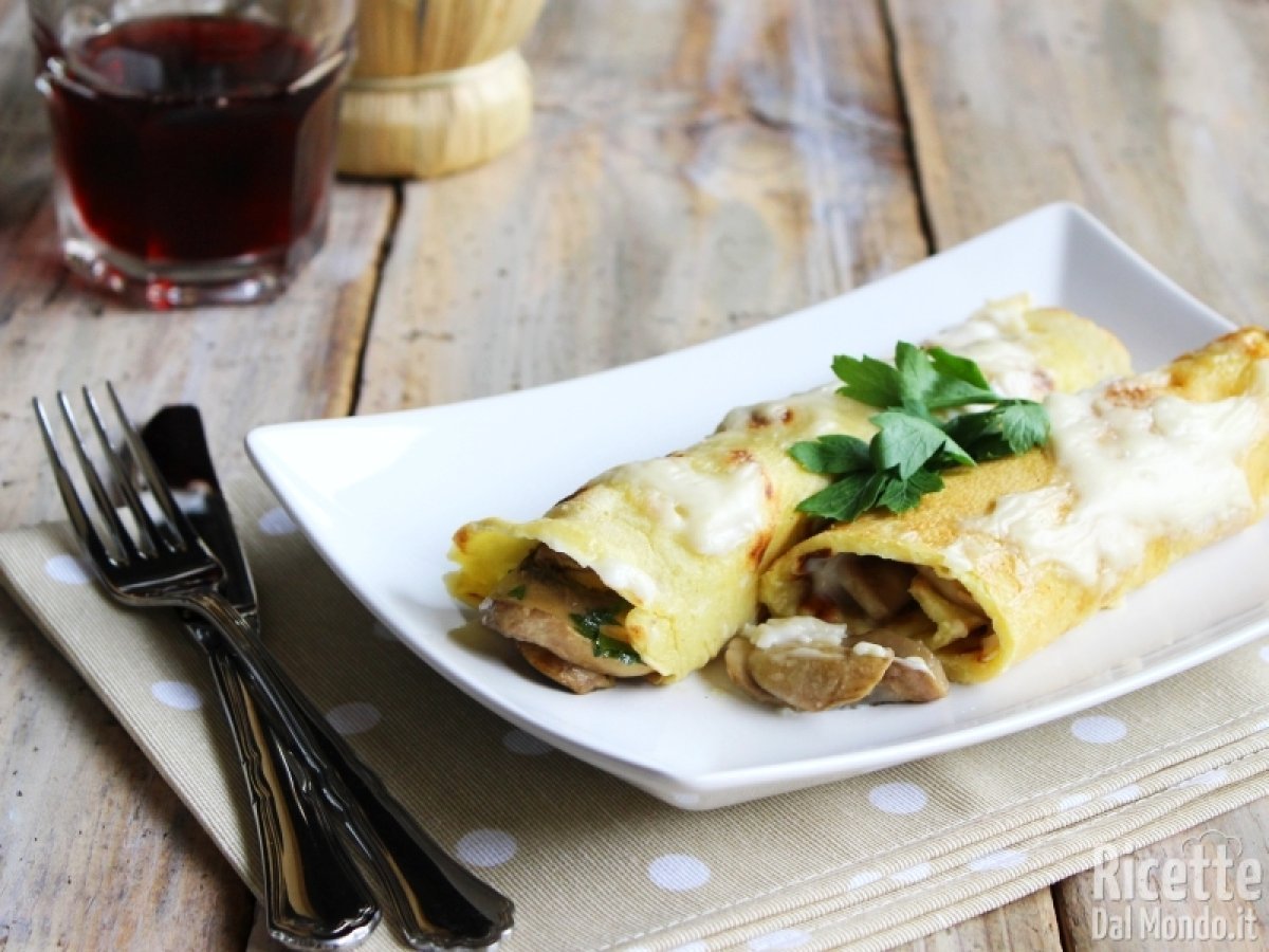 Crepes ai Funghi al forno