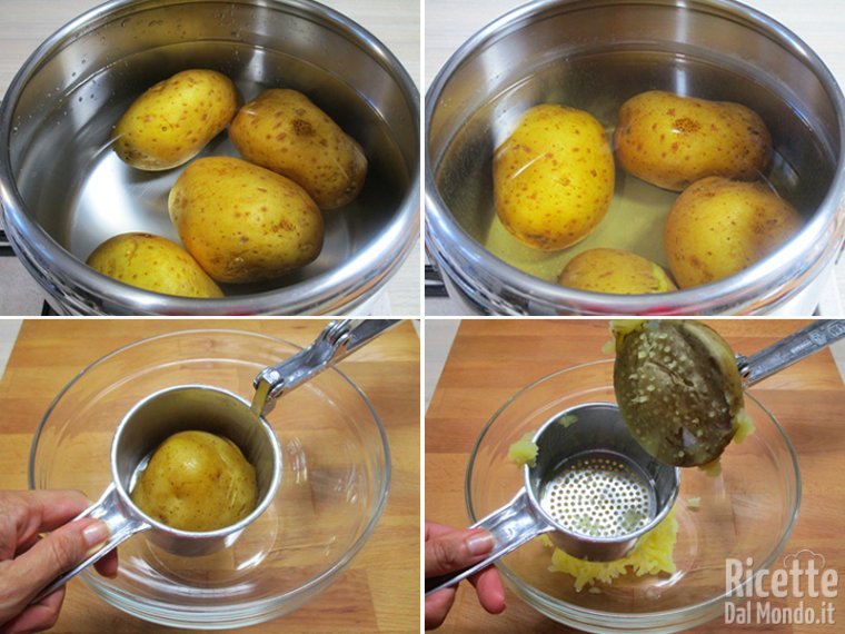 Cuocere e schiacciare le patate