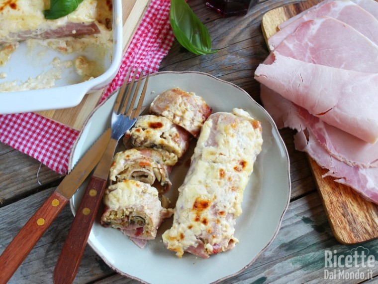 Ricetta degli involtini di prosciutto ai funghi