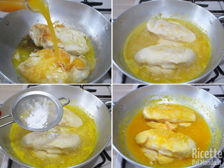 Petto di pollo in padella con succo di arancia 4