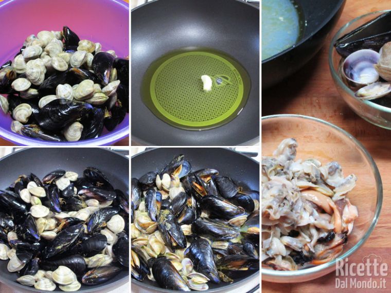 Schiudere le vongole e le cozze