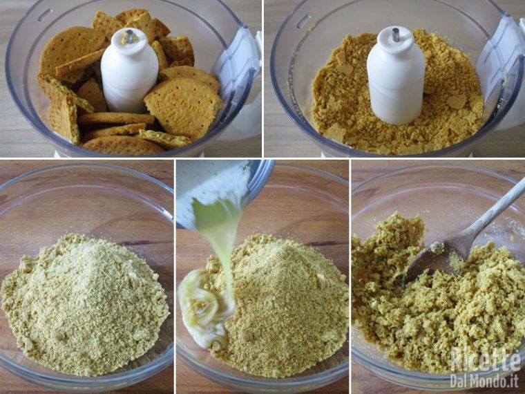 Frullate i biscotti e preparare la base
