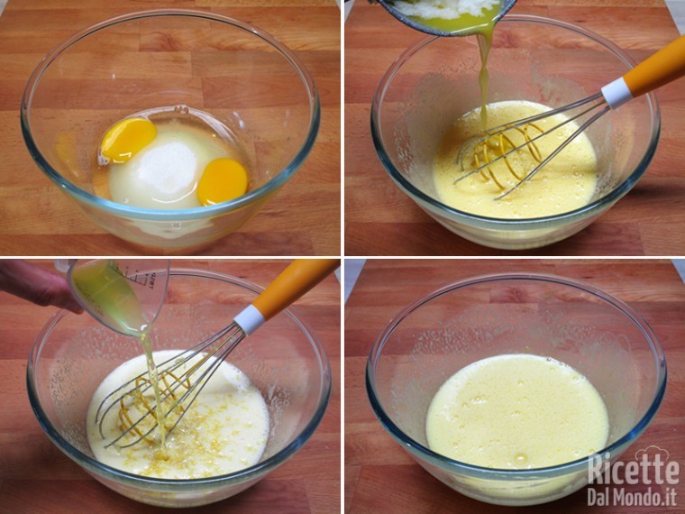 Lavorare uova, zucchero, burro e aromi