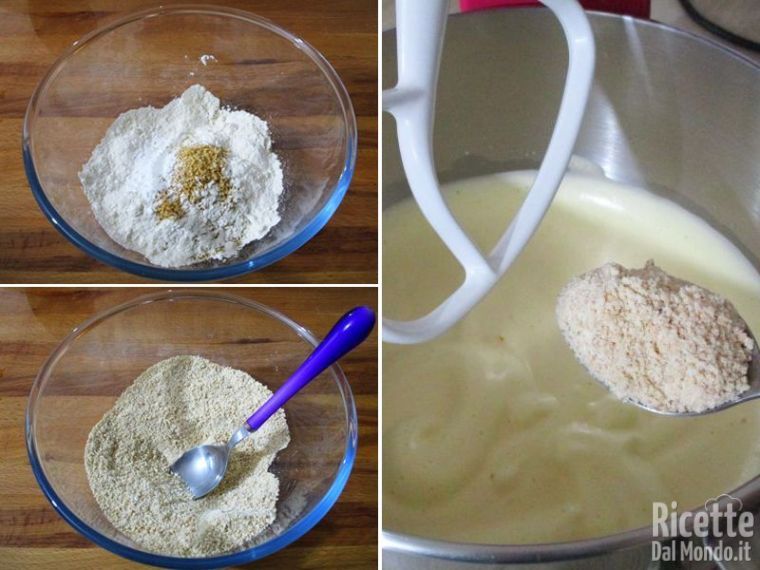 Unire gli ingredienti secchi al composto di uova