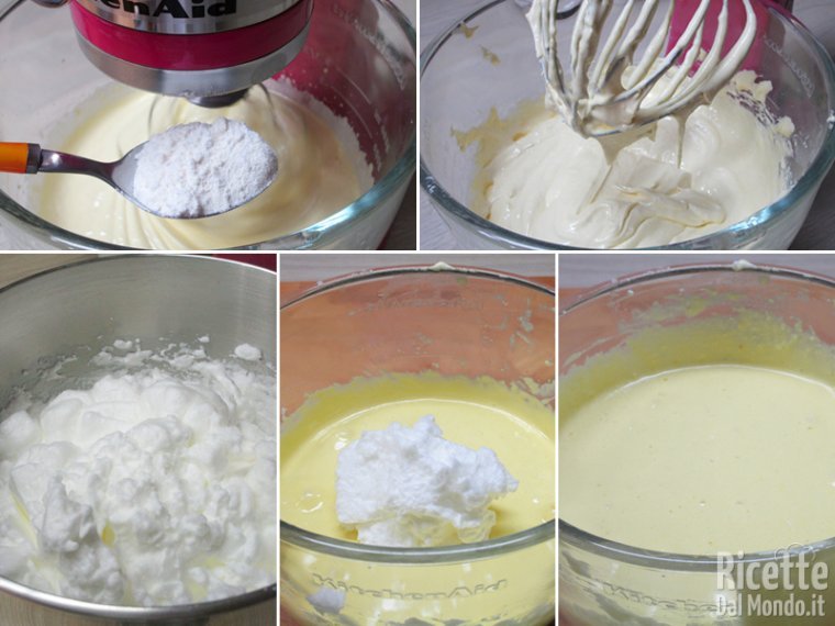 Unire gli ingredienti secchi e l'albume montato