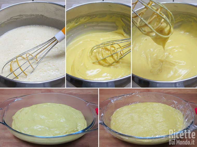 Cuocere la crema per farla addensare poi lasciar raffreddare