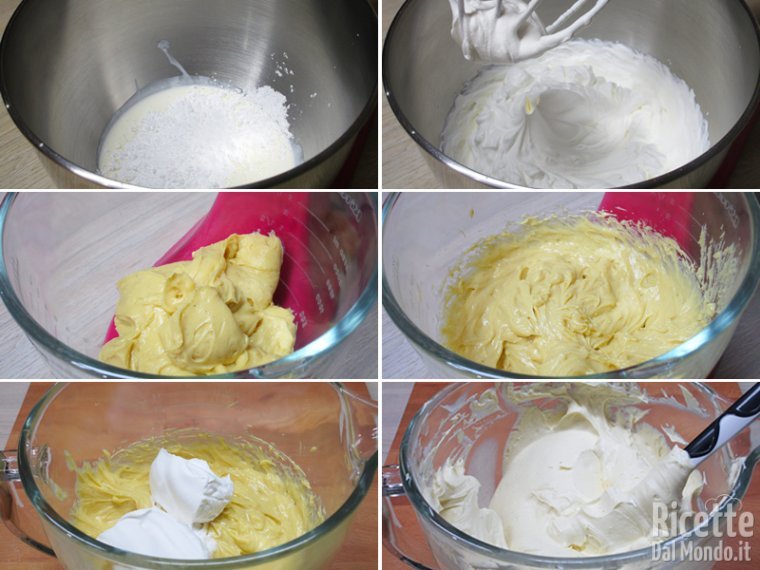 Unire la panna montata zuccherata alla crema