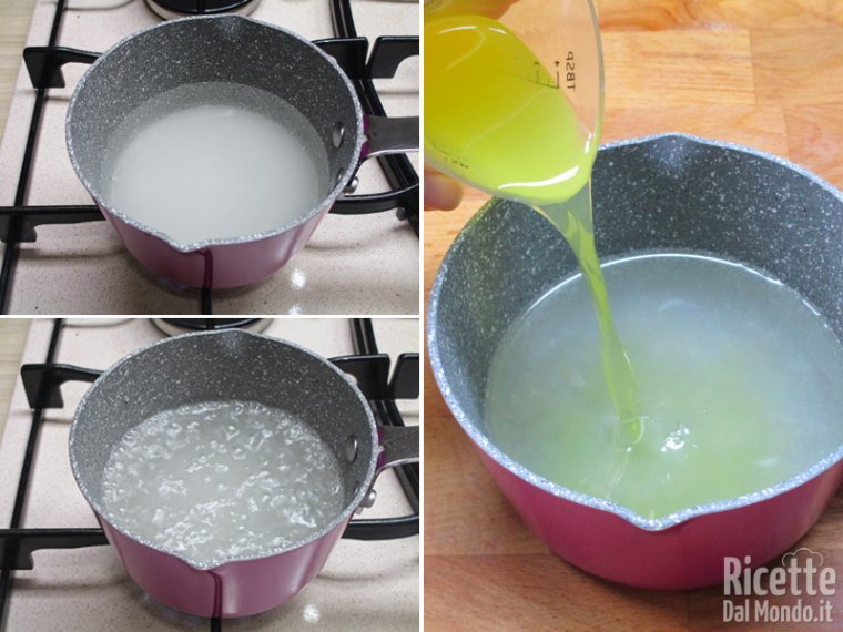 Preparare lo sciroppo di acqua e zucchero