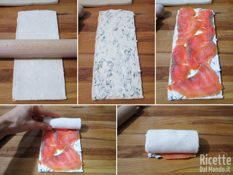 Farcire e chiudere i rotolini