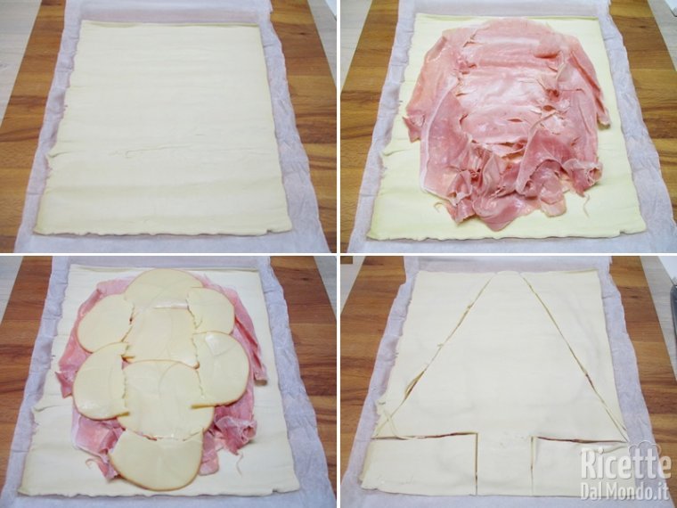 Farcire la sfoglia e ritagliare l'albero