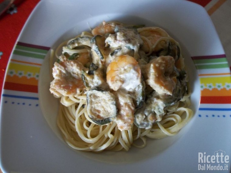Bavettine con Zucchine e Gamberetti