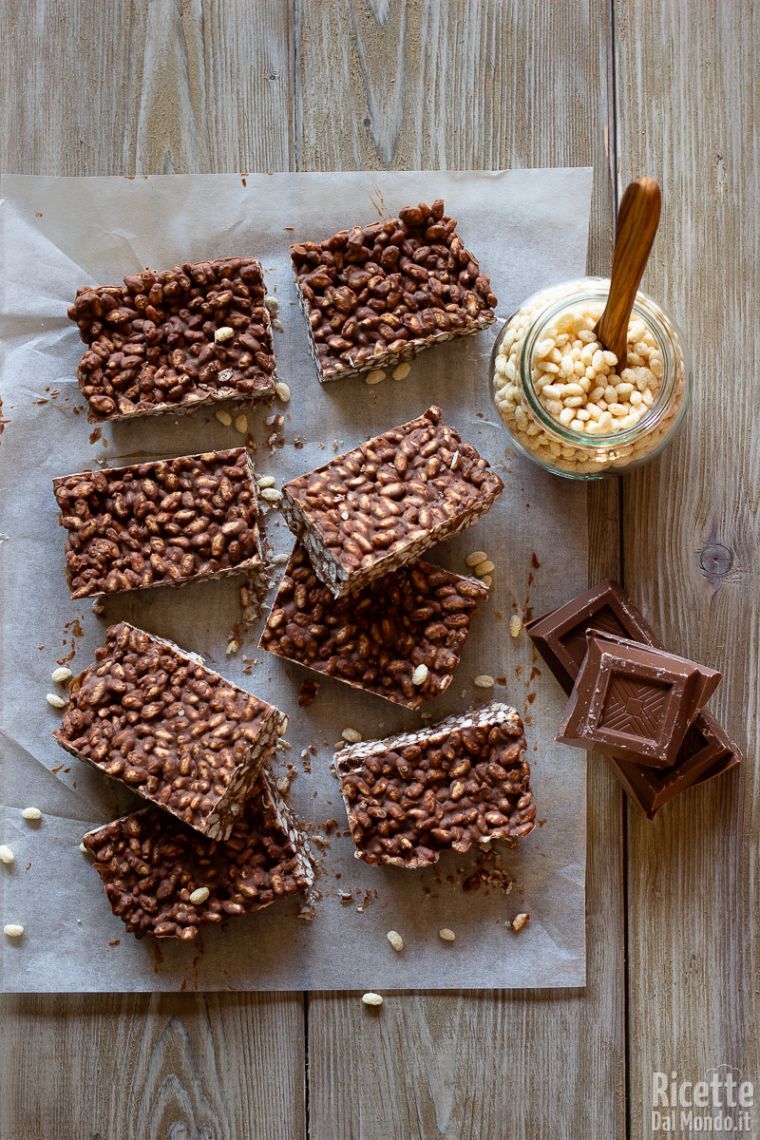 Ricetta barrette di riso soffiato e cioccolato al latte