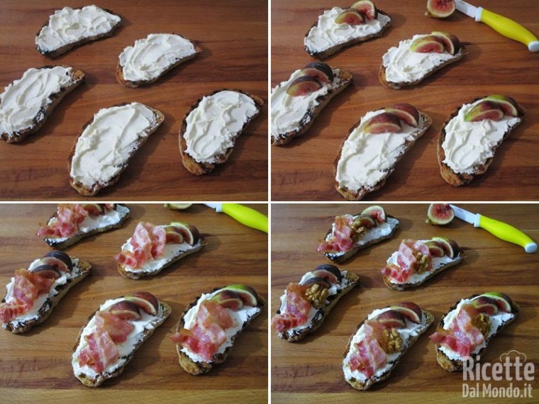 Bruschette con fichi dolci e bacon croccante 5