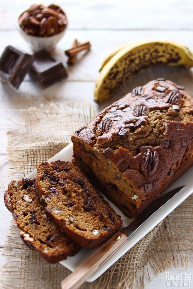 Ricetta banana bread con noci pecan e cioccolato
