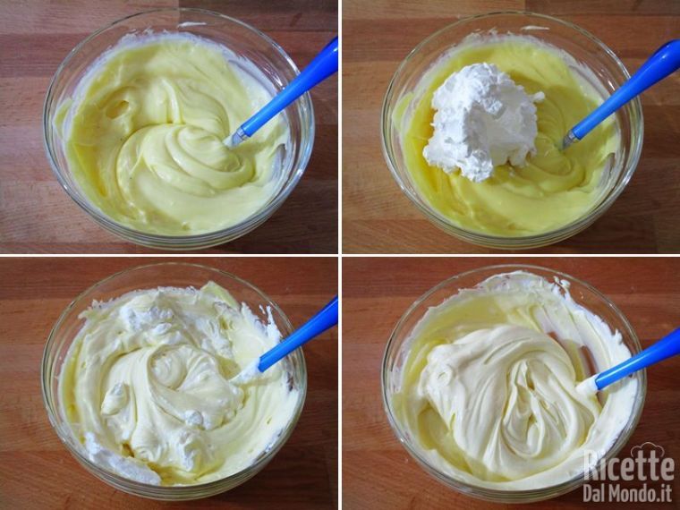 Unire la crema pasticcera alla crema chantilly