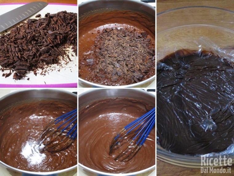 Aggiungere il cioccolato e far raffreddare la crema