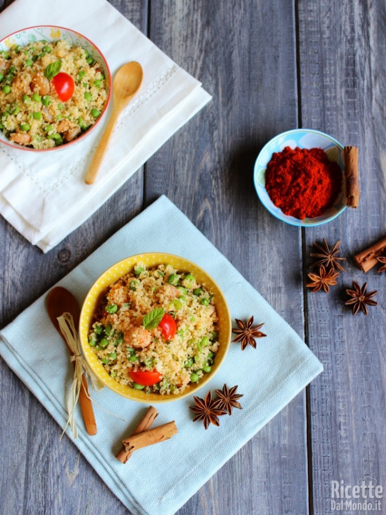 Come fare il cous cous con piselli e gamberetti