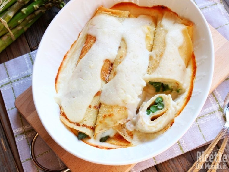 Ricetta cannelloni di crepes agli asparagi