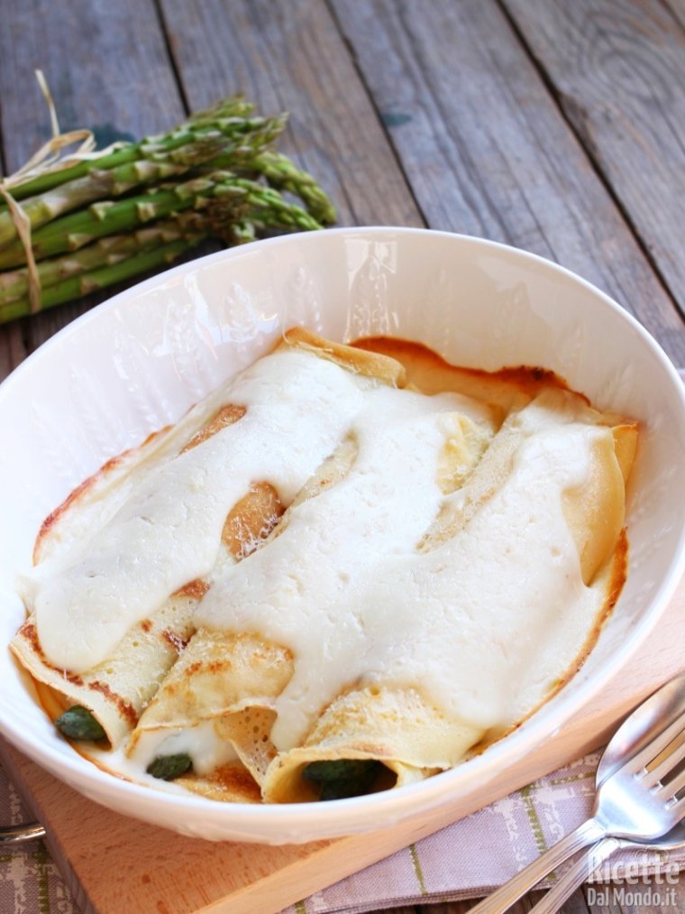 Come fare i cannelloni di crepes agli asparagi