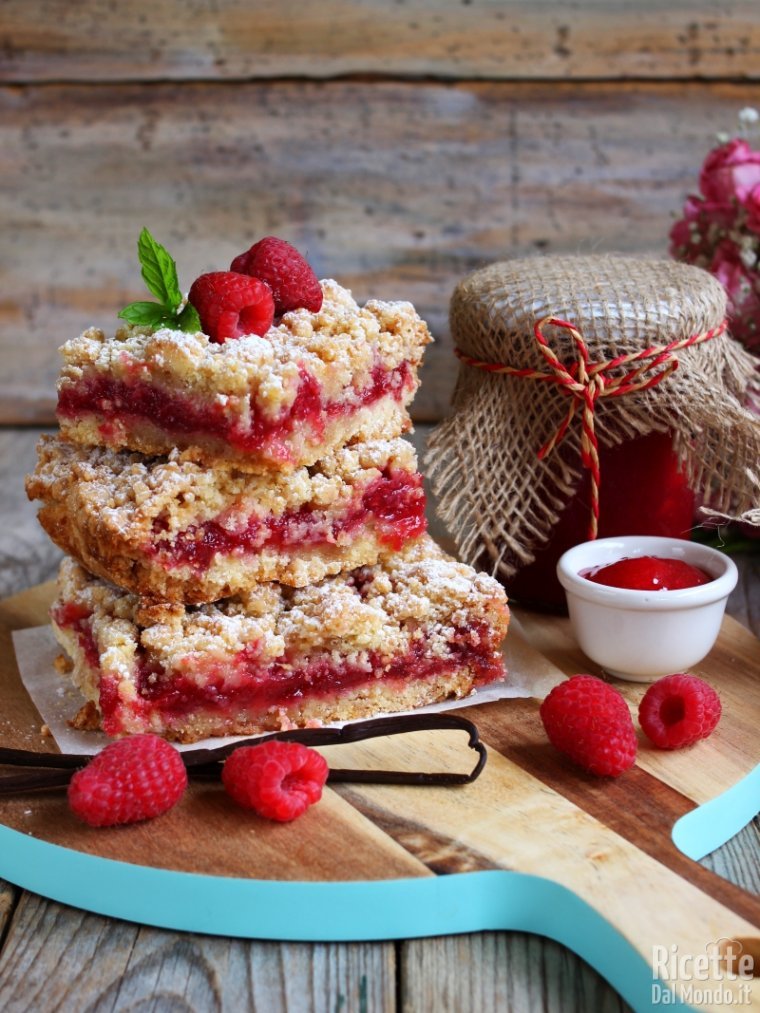 Come fare le crumb bars ai lamponi