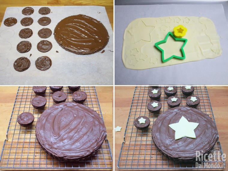 Terminare con un disco di cioccolato e una stella bianca