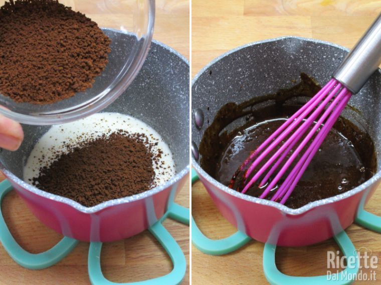Sciogliere il caffè solubile con poca panna calda