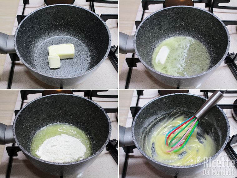 Preparare il roux con burro e farina