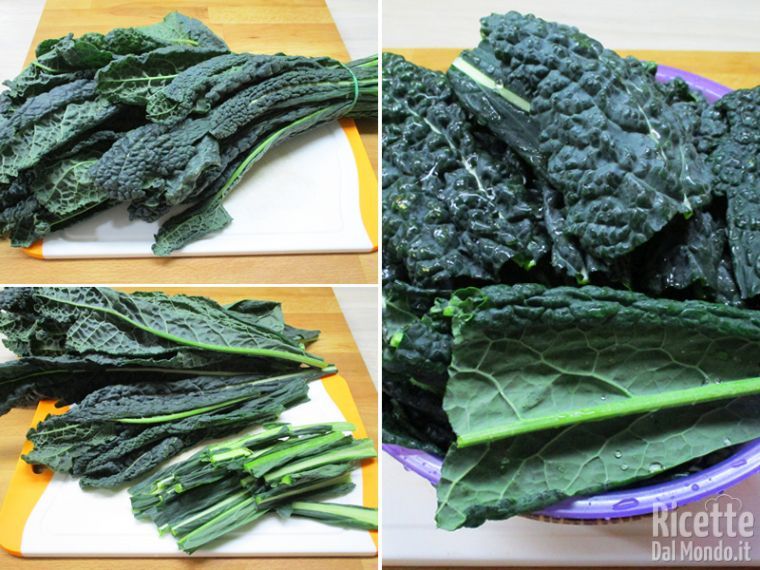 Pulire il cavolo nero