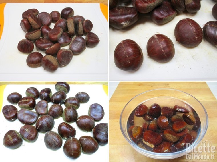 Incidere e ammollare le castagne