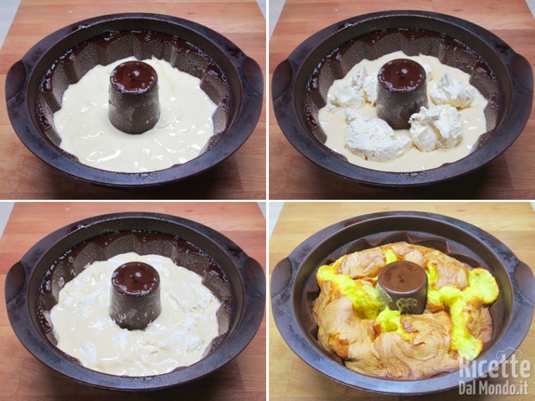 Unire la crema all'impasto e cuocere in forno caldo