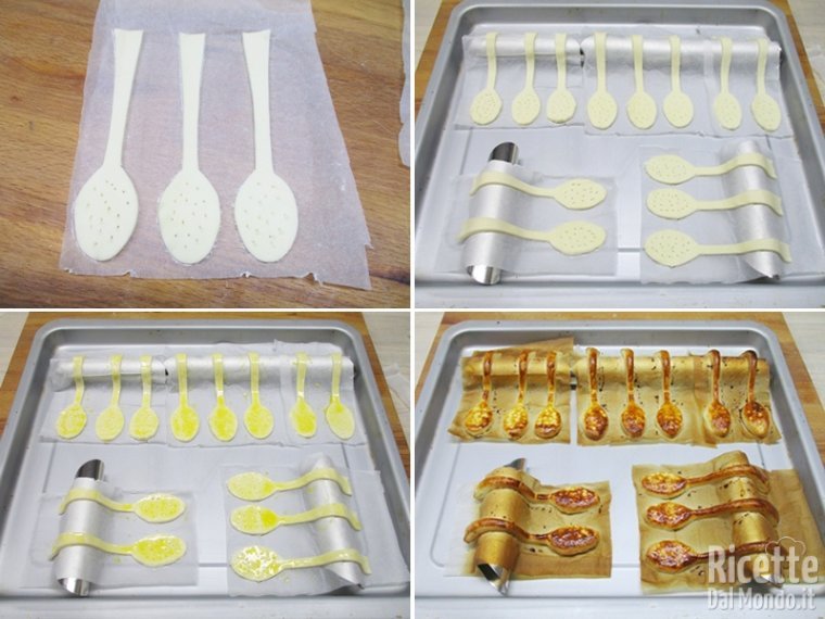 Posizionare i cucchiaini e cuocerli in forno caldo