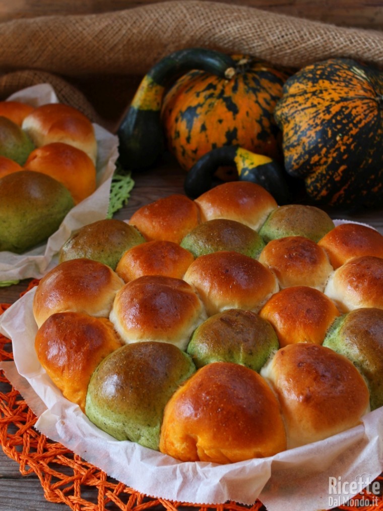 Come fare il danubio colorato con zucca e spinaci