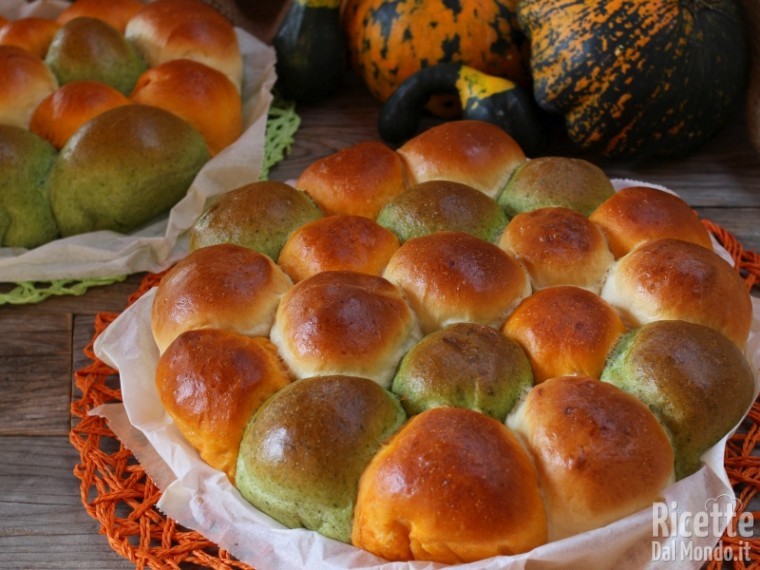 Ricetta danubio colorato con zucca e spinaci