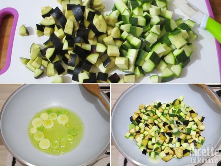 Rosolare zucchine e melanzane