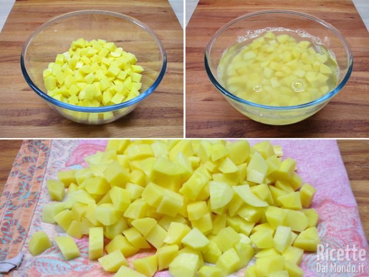 Pelare, tagliare e lavare le patate