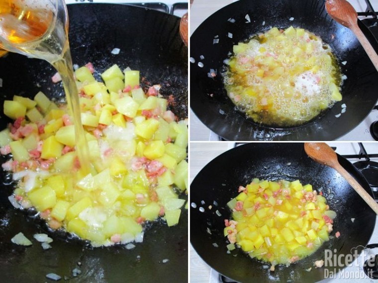 Pasta patate e pancetta alla birra 4