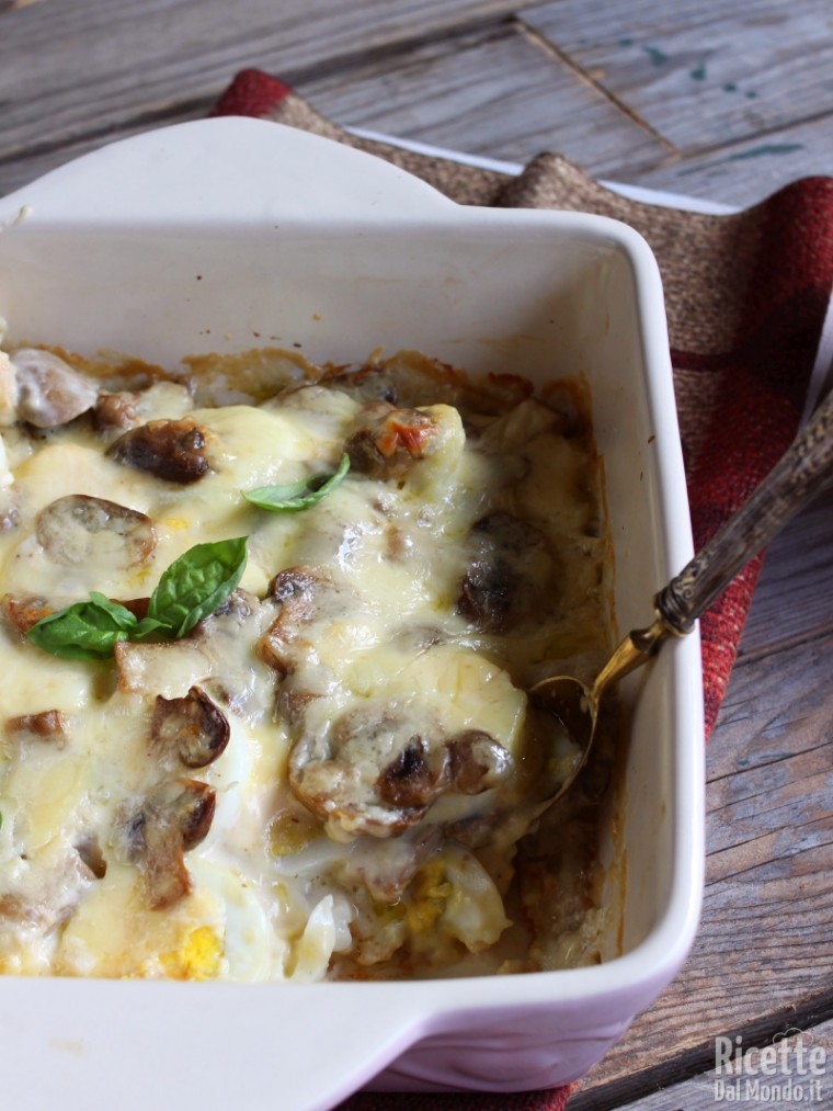 Come fare il gratin di uova e funghi