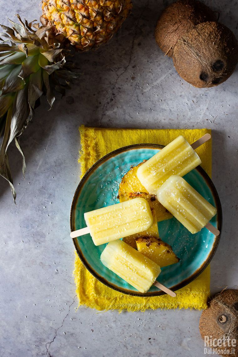 Ricetta ghiaccioli ananas e cocco