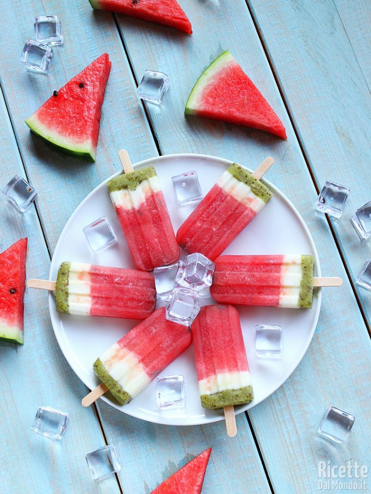 Ricetta ghiaccioli all'anguria, kiwi e yogurt