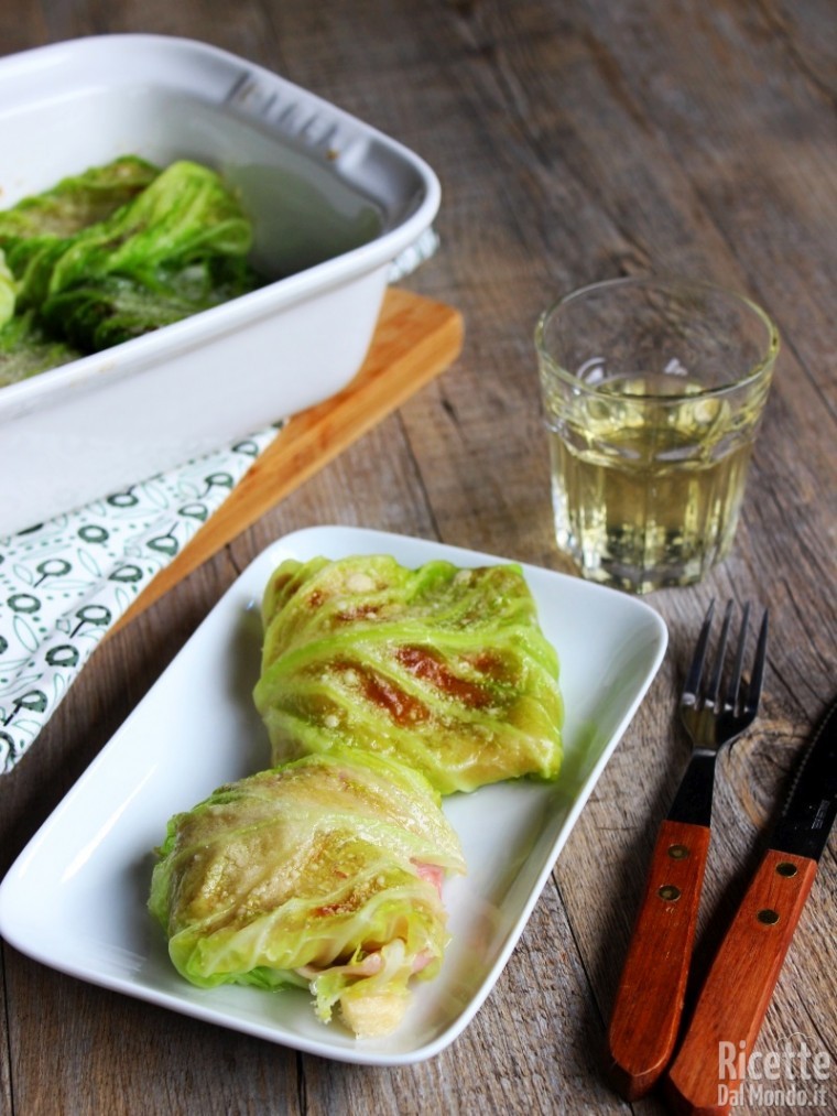 Involtini di verza con prosciutto e fontina semplici