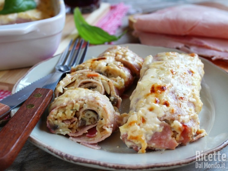 Semplici involtini di prosciutto ai funghi