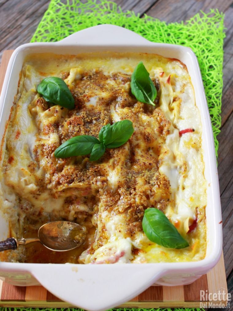 Come fare le lasagne al pesto di pistacchio e speck