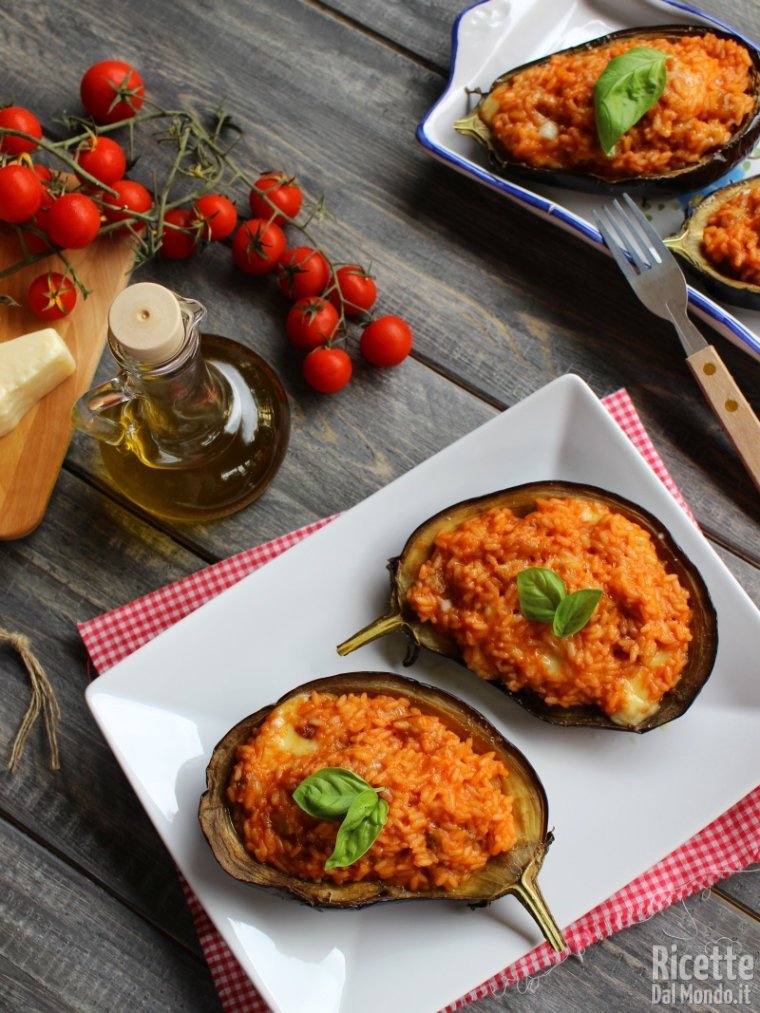 Melanzane ripiene di riso gustose