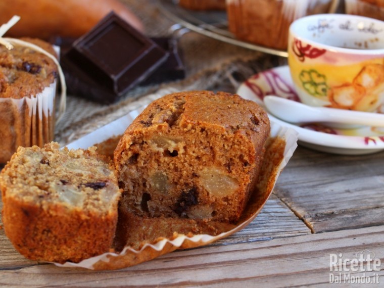 Ricetta tortine integrali pere e cioccolato