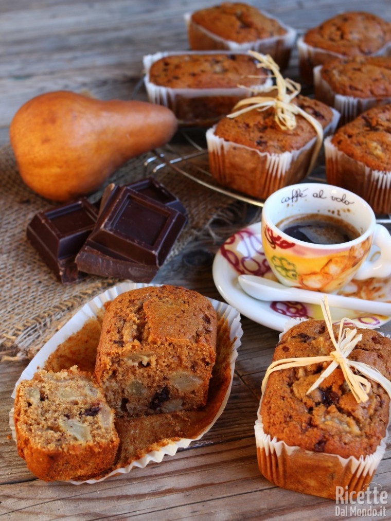 Ricetta mini plumcake pere e cioccolato