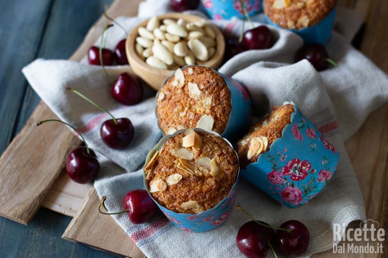 Ricetta Muffin ciliegie e mandorle